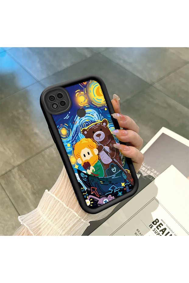 Xiaomi Poco C31 Compatible Black Silicone Van Gogh Starry Night Patterned Anti-Slip Phone Case
