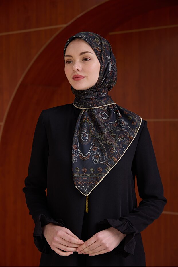 Winter Bloom Soft Eşarp 1243 Morcivert - 2