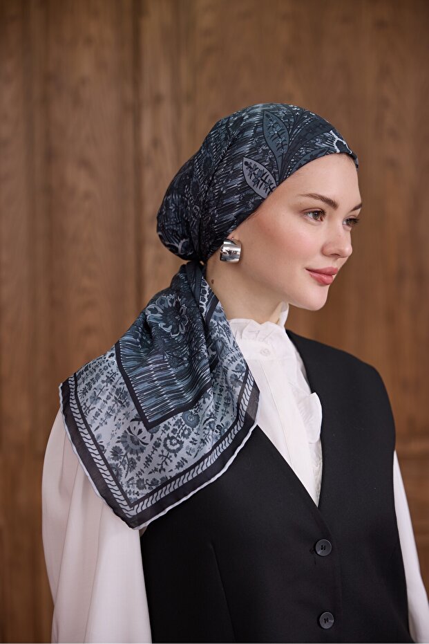 Winter Bloom Soft Eşarp 1242 Siyah - 3