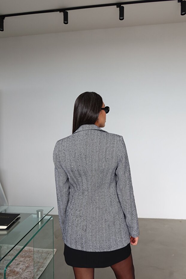 سترة صوفية بنقشة عظم السمك - 4