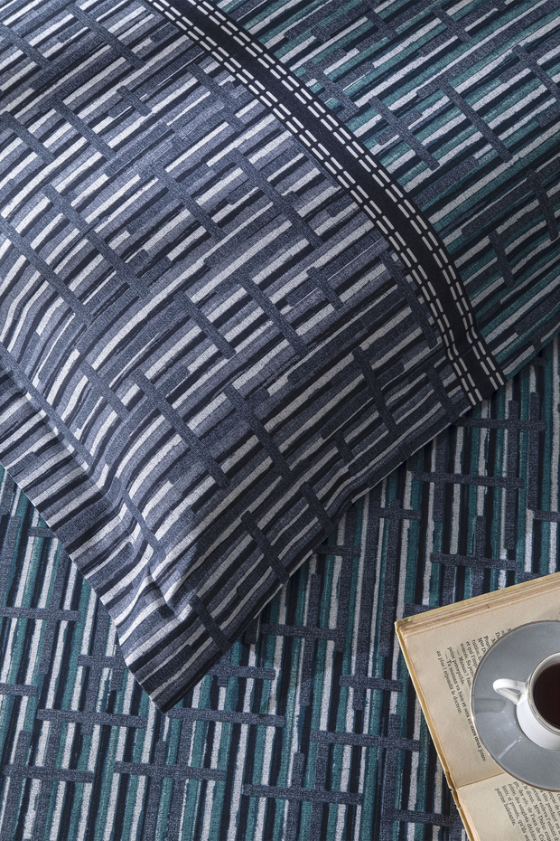 Modra sada prostěradel s elastickým lemem pro dvě osoby - 3