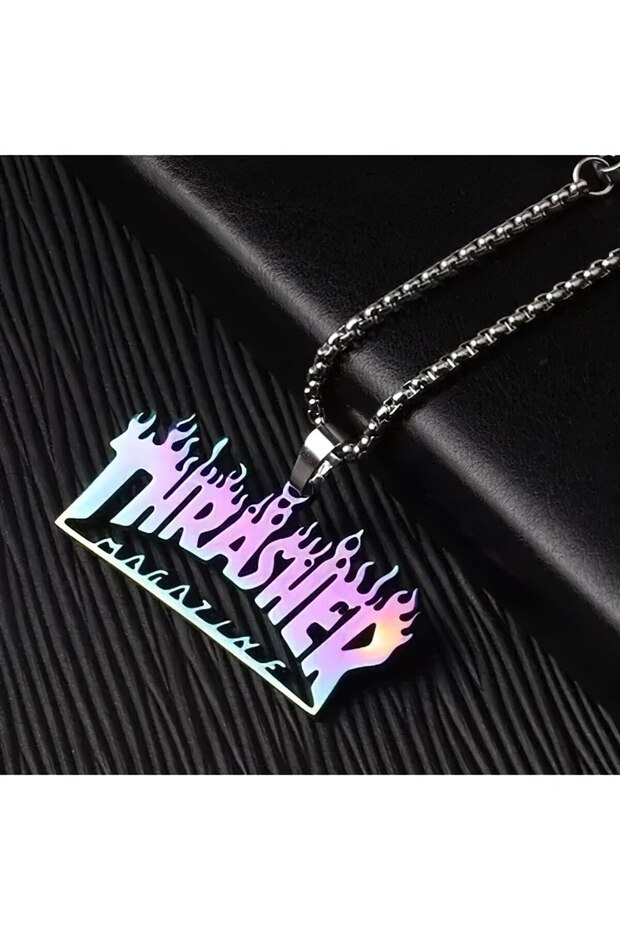 Thrasher Magazine Colorful Hologram Chain Stainless Steel Necklace
