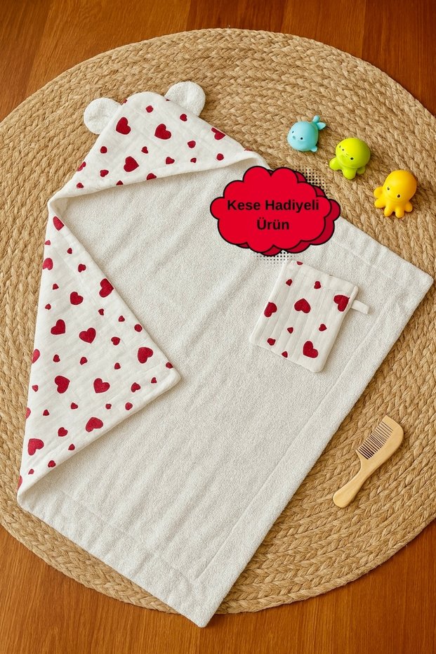 100% Cotton Baby Swaddle Bath Towel (Outside Muslin, Inside Towel) (75X75 cm)