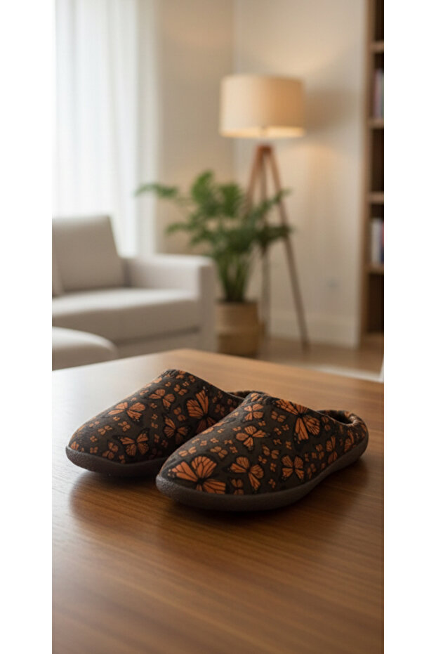 Women's Winter Slippers with Butterfly Pattern. Winter Home & Guest & Household Slippers.