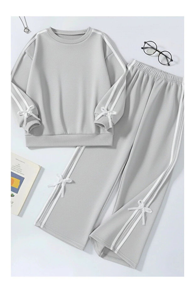 Girl's Bow Detailed Tracksuit Set