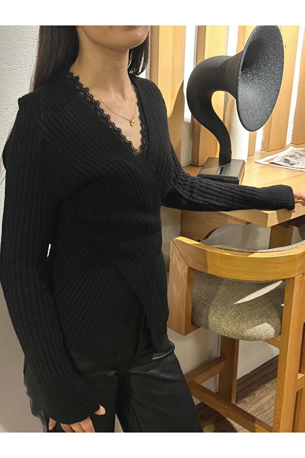 siyah v yaka triko - 4