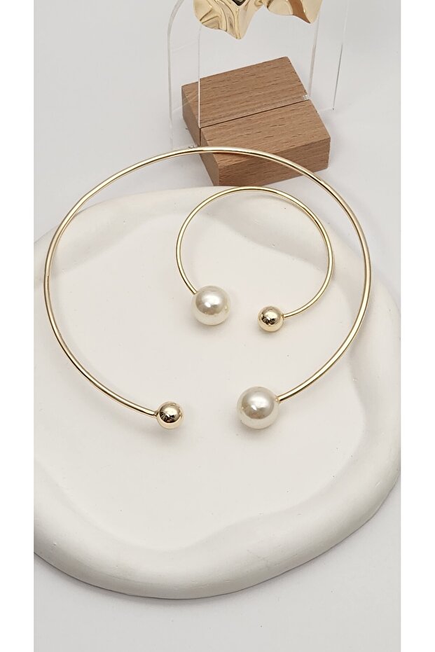 İncili choker tasma seti - 1