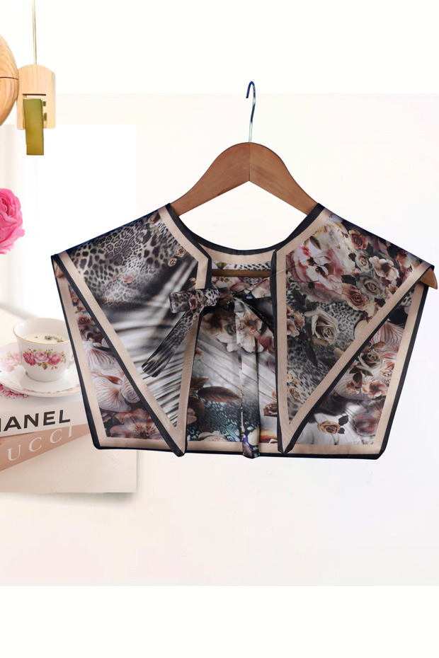 Romantic Flowers - Bold Leopard Print Shoulder Shawl & Wild Luxury Floral Style Scarf Collar