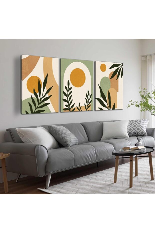 لوحة فنية جدارية قماشية بتصميم بوهو بسيط، 40×60 سم - ديكور عصري محايد