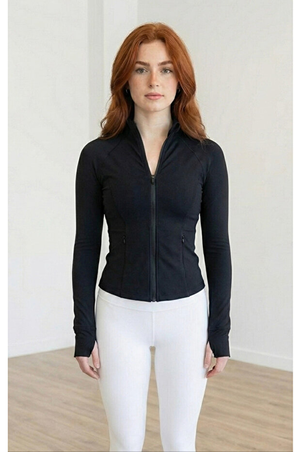 Slim Fit Mock Neck Zippered Plates Cardigan