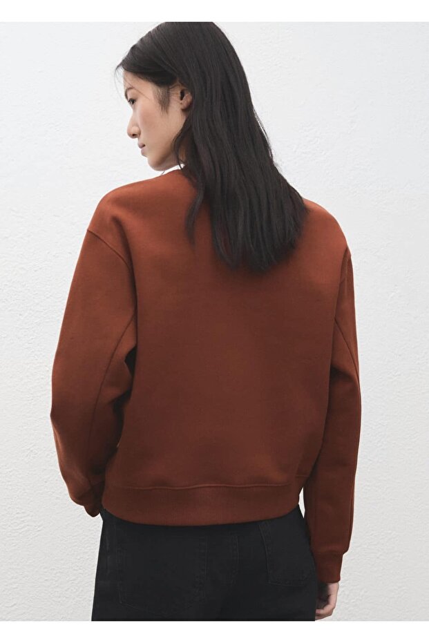 Pamuklu düz sweatshirt - 4