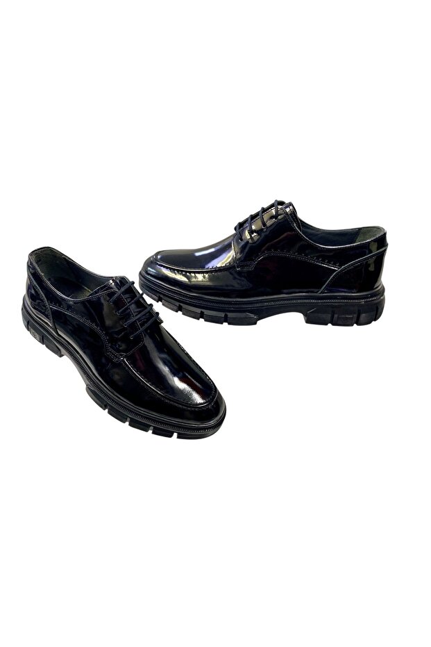 Men's Lace-Up Leather Patent Leather Inner Leather Thick Poly Sole Daily Shoes