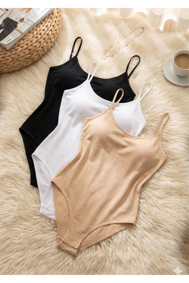 3-Pack Advantage Package - 95% Cotton, No Pad, String Strap, Snap Fastener Bodysuit - Stretchy & Non-Sweaty Fabric