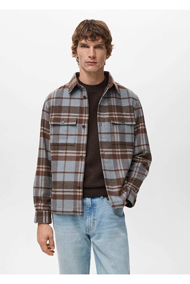 Cepli kareli gömlek ceket - 1