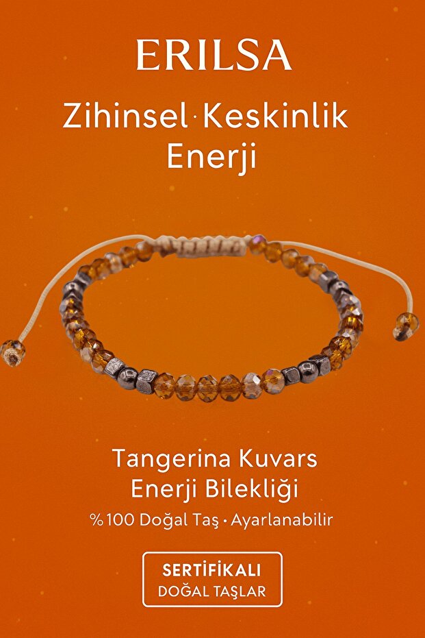 Certified Mental Sharpness Activation Bracelet – Tangerina Quartz and Terahertz Natural Stone 4 mm