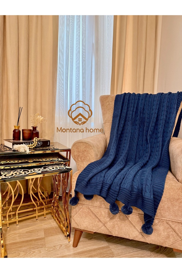 Pompom Knitwear Knitted Tv and Diz Blanket – 130X170 cm