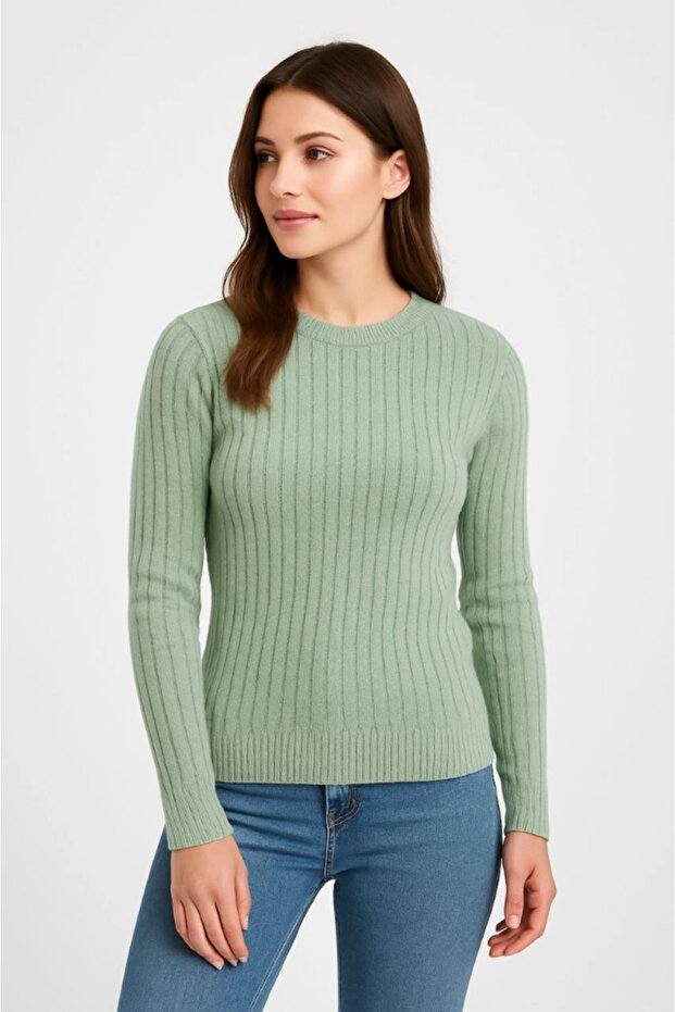 Men's Cycling Round Neck Knitwear Sweater Cotton Thick Corded Fabric Woven, Regular Fit Long
