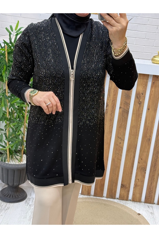 SERPME TAŞLI ÇELİK ÖRME CEKET - 4