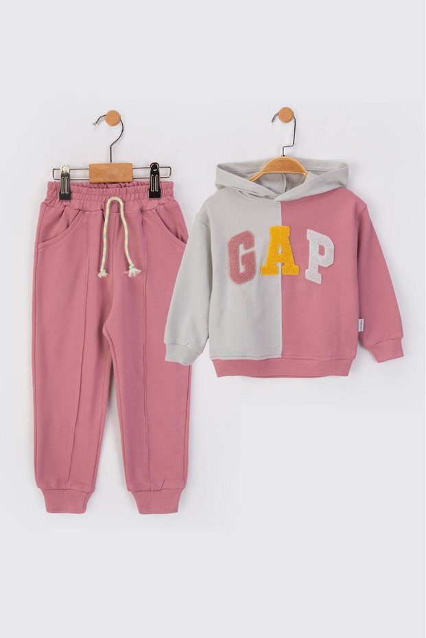 Hooded Süzene Embroidered Seasonal 2-Thread Girls' Tracksuit Set