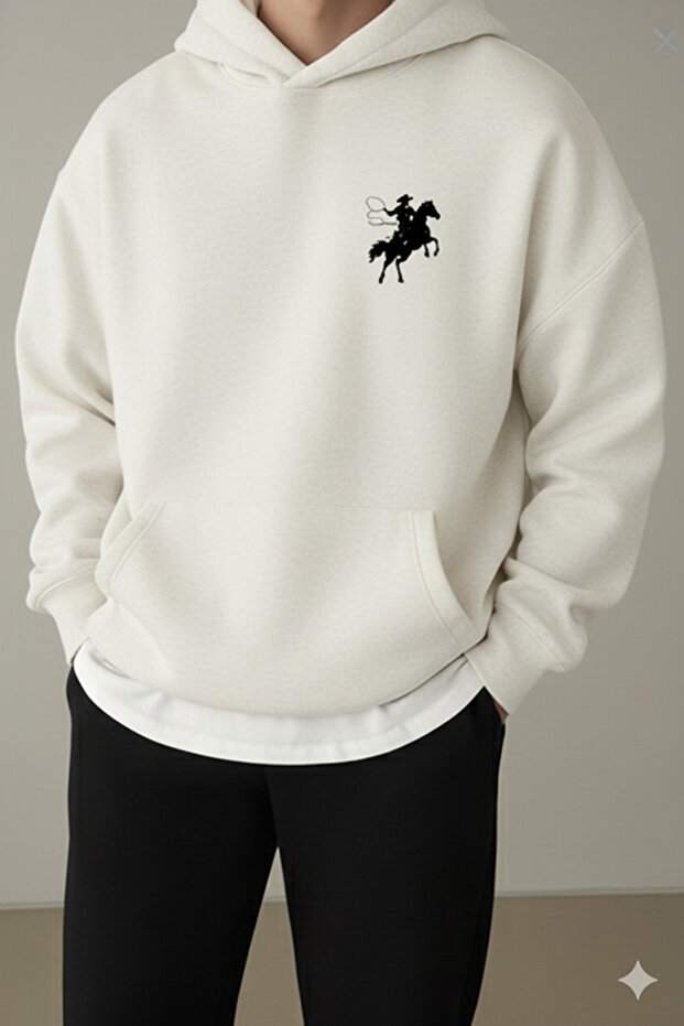 Koşan Atlı Baskılı Sweatshirt - 1