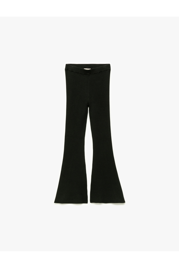 Viscose Blended Slim Fit Flared Knitwear Trousers