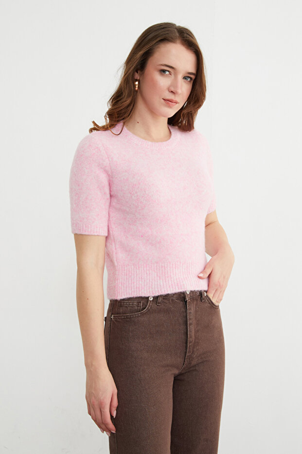 Basic Bisiklet Yaka Kısa Kol Triko Kazak - 2