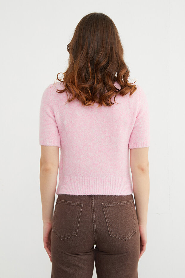 Basic Bisiklet Yaka Kısa Kol Triko Kazak - 4