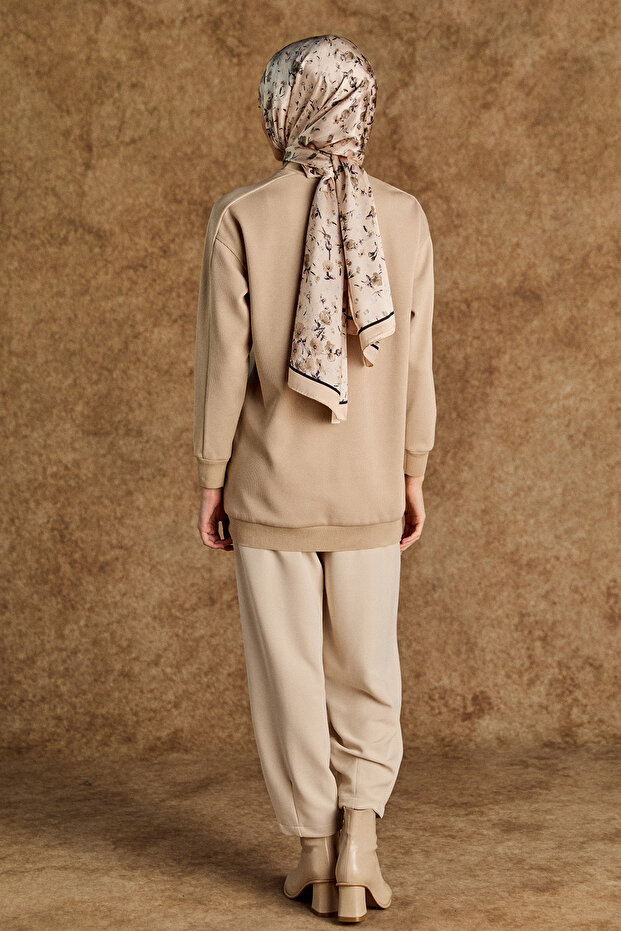 Suni Derili Asimetrik Örme Tunik - 6