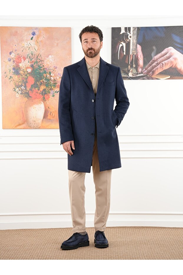 Men's Premium Italian Style S Slim Fit Mono Collar Cashmere Coat-Xprzk1000