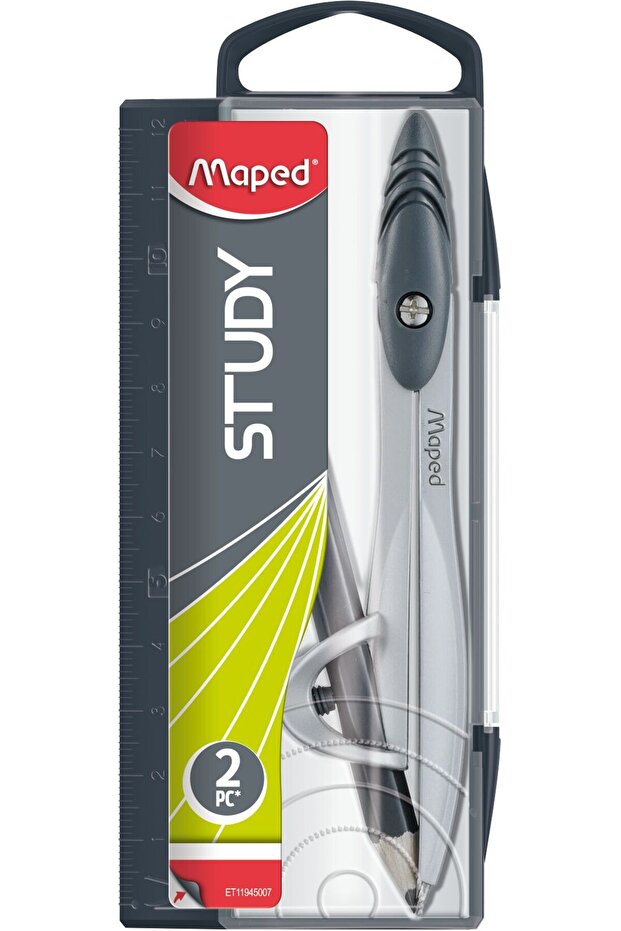 بوصلة دراسية مع حامل متعدد الاستخدامات - أسود - 1