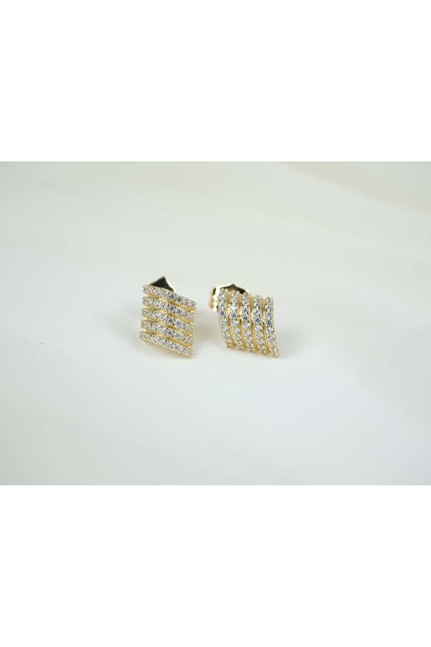 Kp062 Five Rows of Shiny Gold Earrings