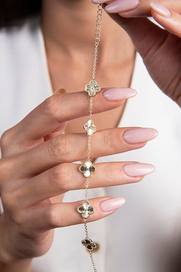 Kadın Yonca Model Gold Bileklik - 2