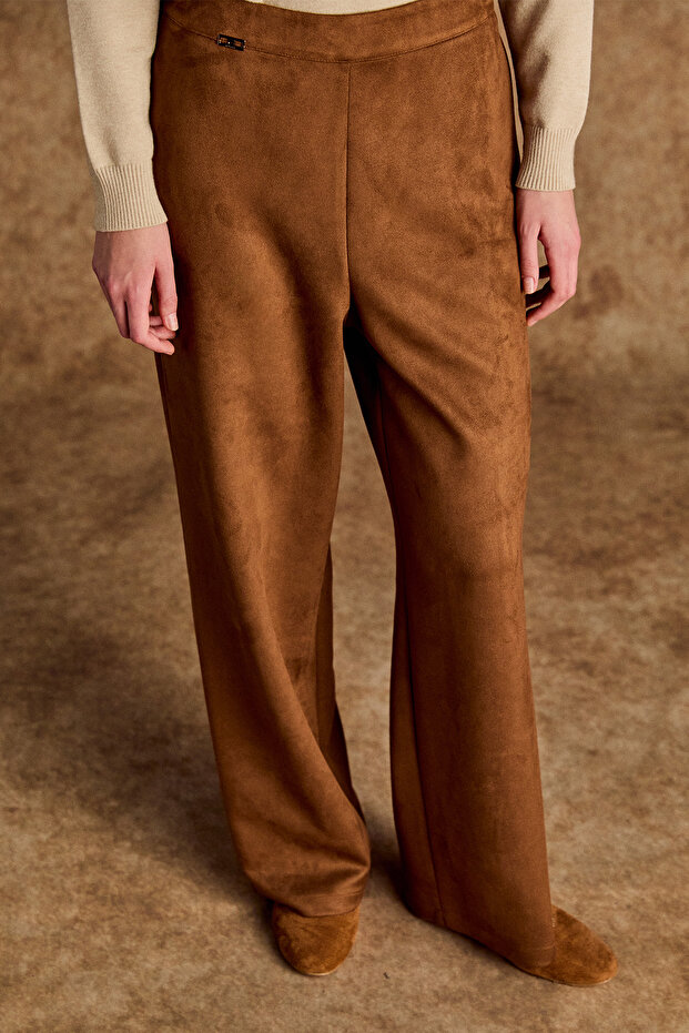 Süet Boru Paça Pantolon - 4
