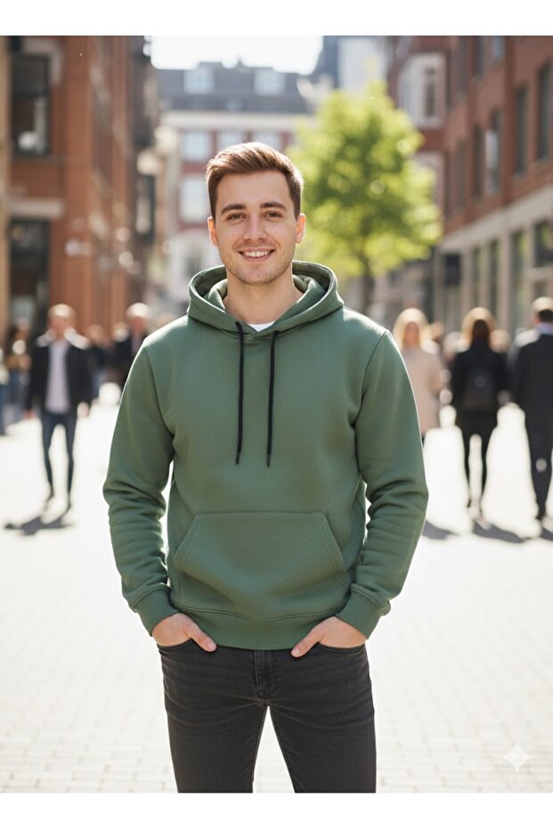Unisex Cotton Soft Textured Inside Fleece-Lined K Hooded Sweatshirt