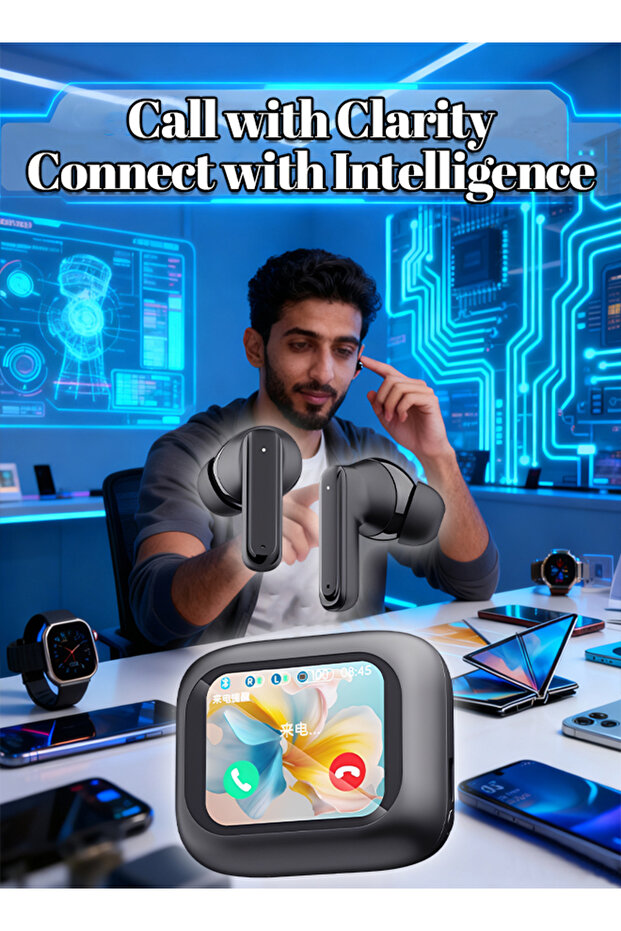 Touch Display Wireless Earbuds – Active Noise Cancellation & Multilingual Translation