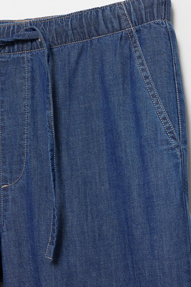 بنطال جينز متدفق مع خصر مطاطي - 3