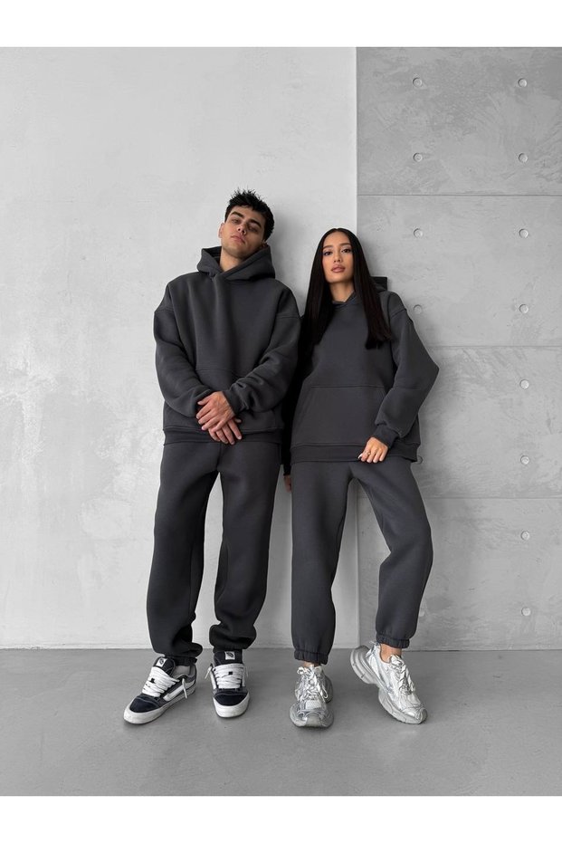 Çiftlere Özel Basic Oversize Kapşonlu Eşofman Takımı(TEKLİ)