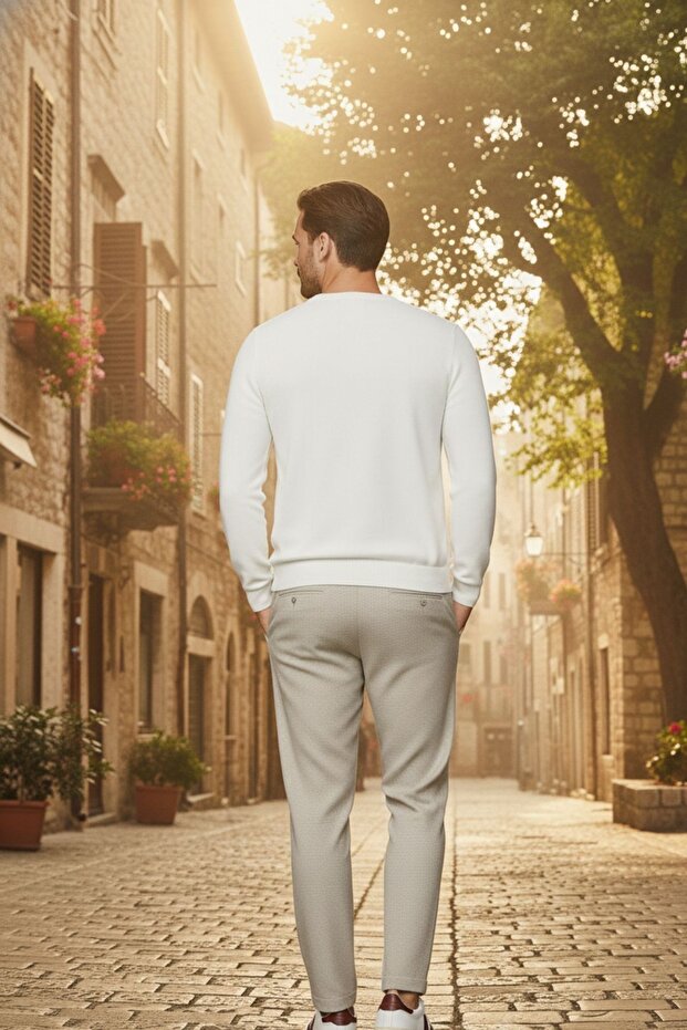 Erkek Bisiklet Yaka Basic 3 Lü Triko Kazak - 6