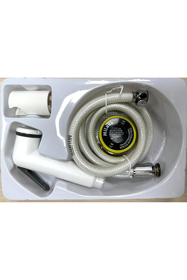 Milano Deluxe Plus Shattaf Set - Handheld Bidet Sprayer Kit, White