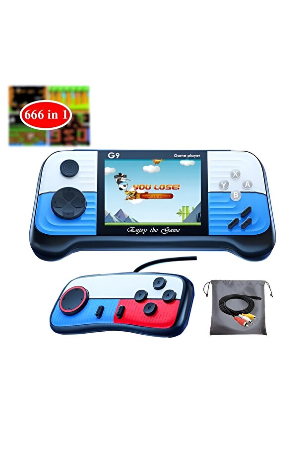 Portable game console with a 3.0-inch screen and 666 games; a portable game console with multiple classic games. - 1