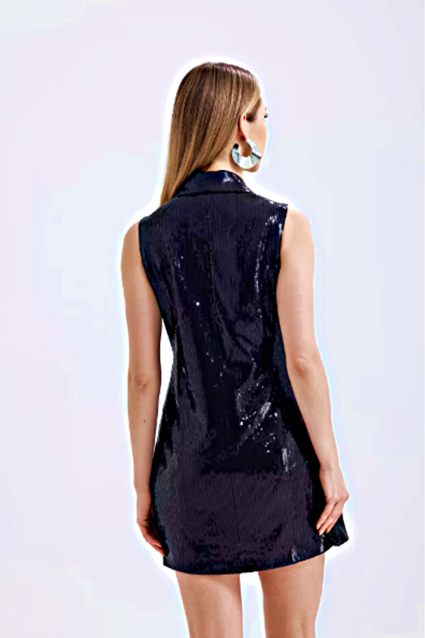 PAYETLİ MİDİ YELEK ELBİSE - 3