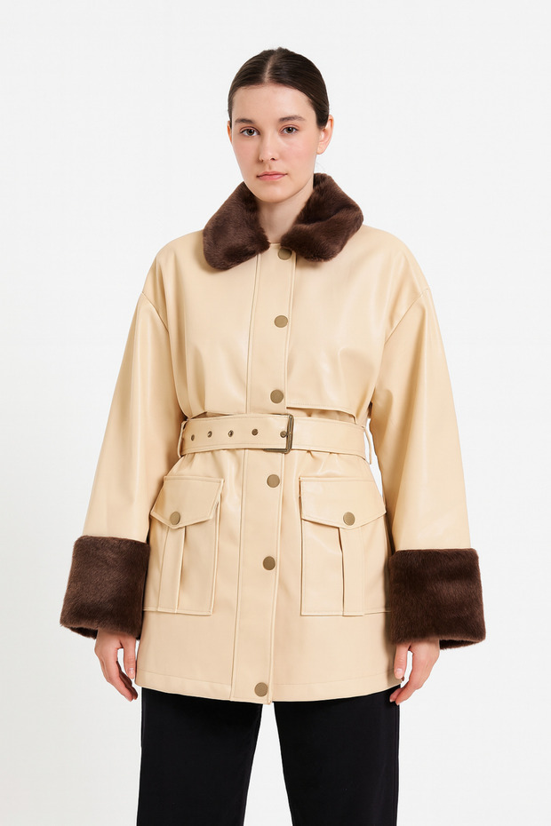 Deri Ceket - Bej - 1