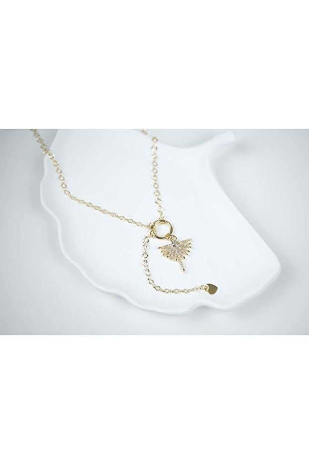 Kol004 Vip14 K Zircon Dragonfly Y Necklace - 52 cm + 5 cm Extension