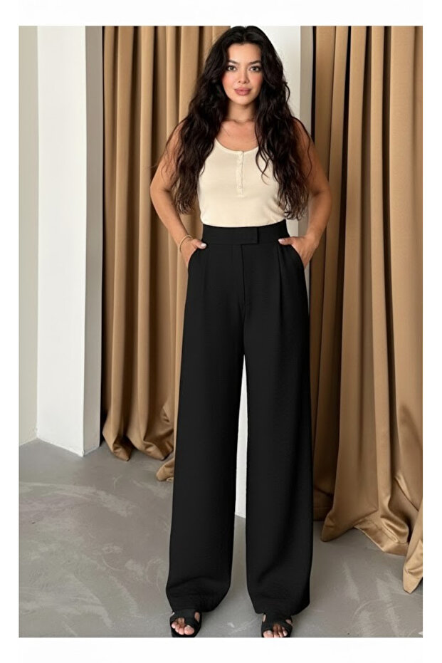 Black 100% Cotton Velcro Closure Pants - 3169
