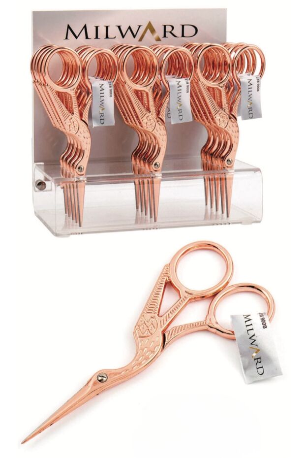 Stork Themed Steel Embroidery Scissors (Rose Gold Color)