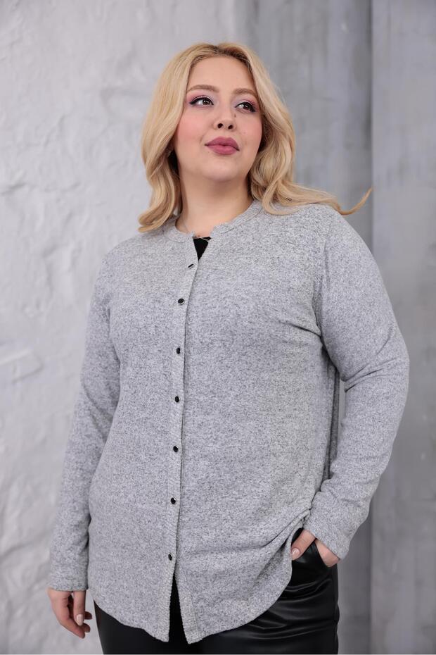 سترة ناعمة بأزرار كبيرة الحجم - 8