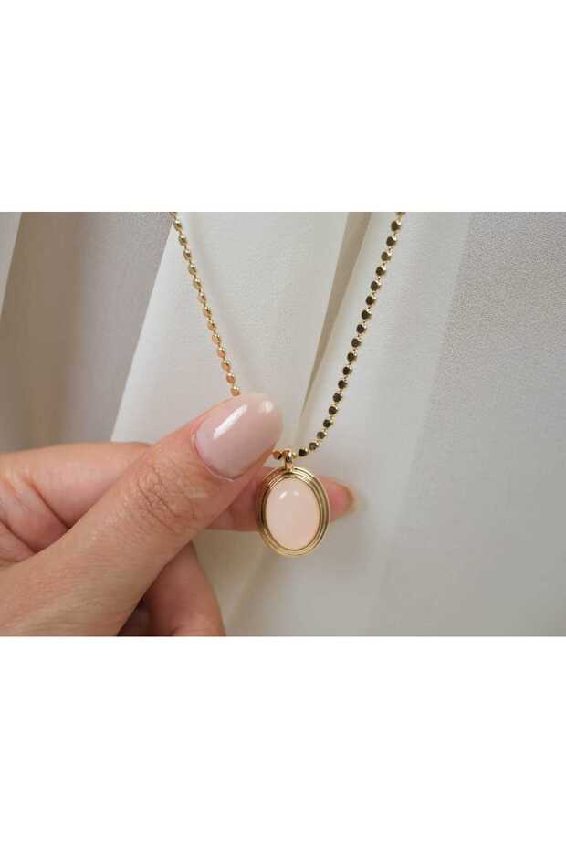 Kol079 Soft Oval Gold Necklace - 40 cm + 5 cm Extension