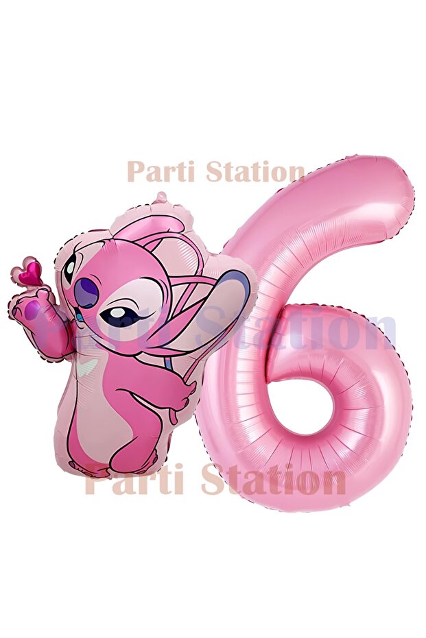 Lilo Stitch Balloon and Angel Balloon Concept 6Th Birthday Balloon Set