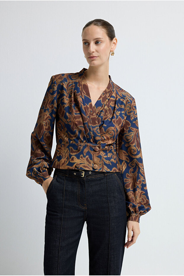 Kadın Önü Düğmeli Bluz - 1