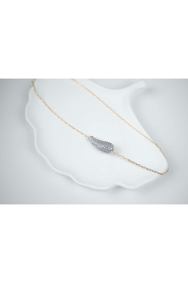 Kol040 Zircon Stone Necklace - 40 cm + 5 cm Extension